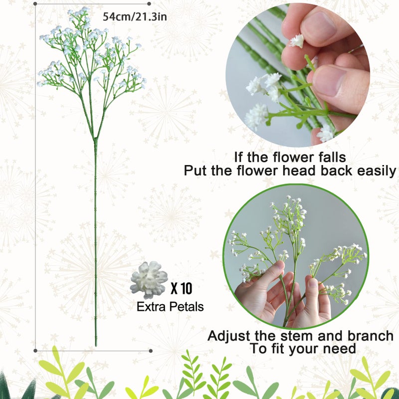 JIFTOK Babys Breath Artificial Flowers, 24 Pcs Fake Flowers Gypsophila Bouquet Fall Flowers Artificial for Decoration, Real Touch Silk Flower for Wedding Christmas DIY Party Home Garden Office(White) - Image 5