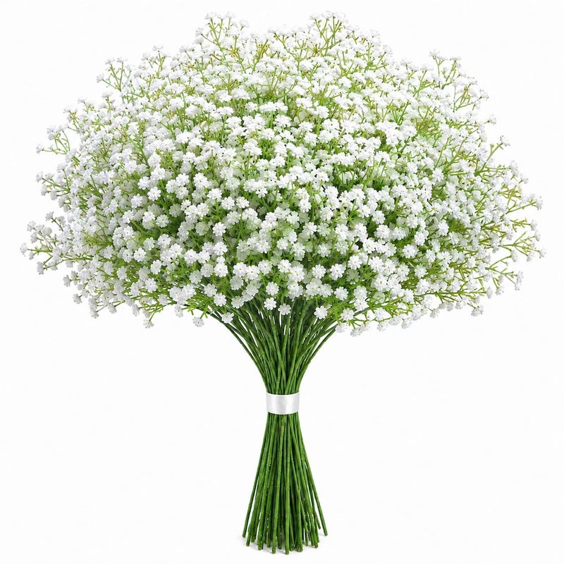 JIFTOK Babys Breath Artificial Flowers, 24 Pcs Fake Flowers Gypsophila Bouquet Fall Flowers Artificial for Decoration, Real Touch Silk Flower for Wedding Christmas DIY Party Home Garden Office(White) - Image 1