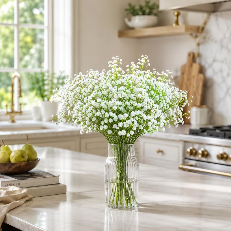 JIFTOK Babys Breath Artificial Flowers, 24 Pcs Fake Flowers Gypsophila Bouquet Fall Flowers Artificial for Decoration, Real Touch Silk Flower for Wedding Christmas DIY Party Home Garden Office(White) - Image 4