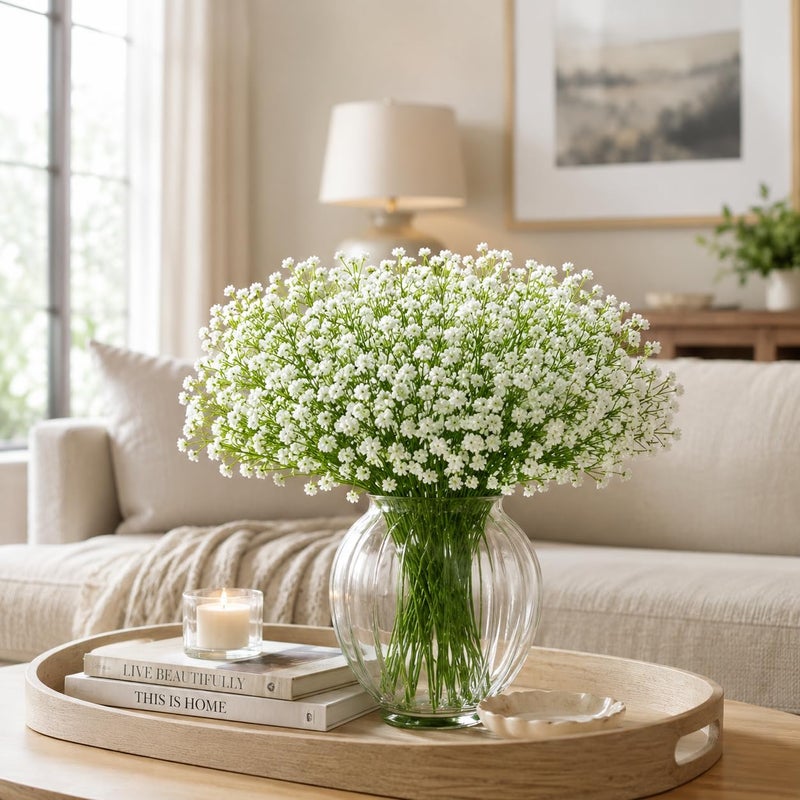 JIFTOK Babys Breath Artificial Flowers, 24 Pcs Fake Flowers Gypsophila Bouquet Fall Flowers Artificial for Decoration, Real Touch Silk Flower for Wedding Christmas DIY Party Home Garden Office(White) - Image 3