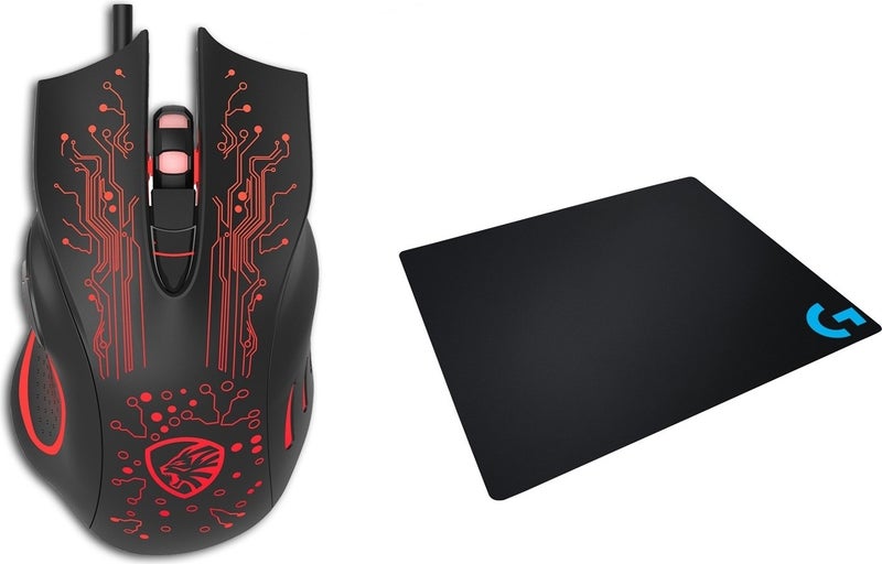 Hytech Hy-X8 Eagle Black Gaming Mouse + Logitech Gaming Mouse Pad Set  - Image 2