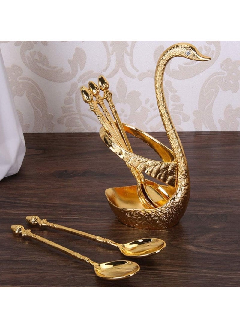 general Coffee Spoon Set with Zinc Alloy Swan Holder and 6 Piece Stainless Steel Coffee Spoon Food Spoon Set for Cakes, Salads, Cocktails, Desserts, Marshmallows - Image 4