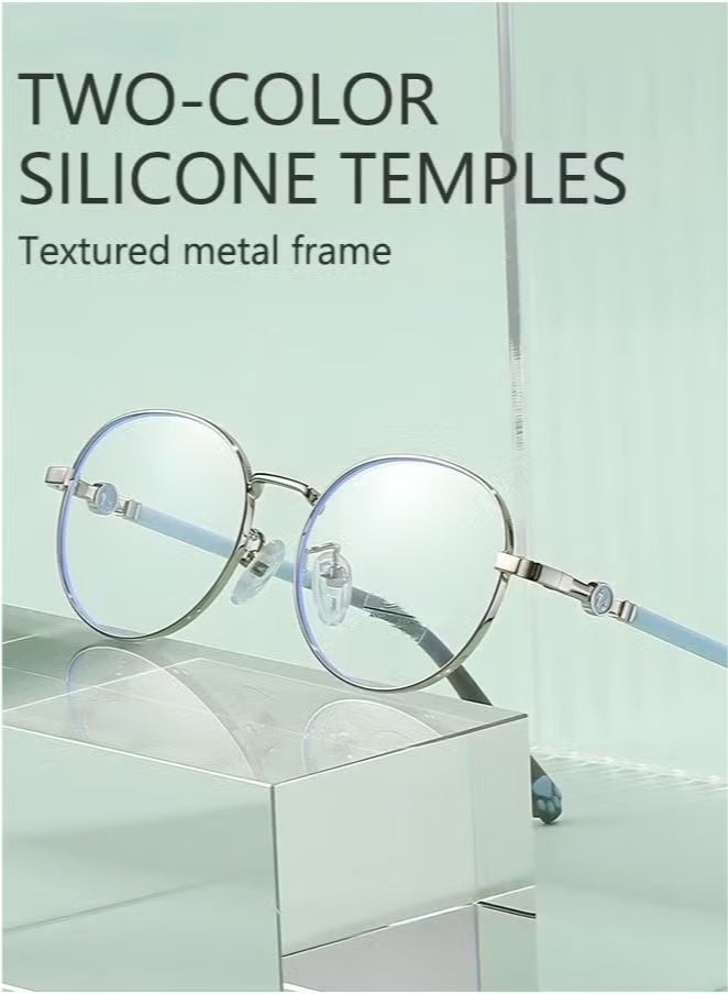 Lemon Kids Blue Light Blocking Glasses, Anti Eyestrain Computer Glasses, Gaming Eyewear UV400 Protection with Light Weight Metal Frame for Boys Girls and Children Age 3-12, Silver - Image 2