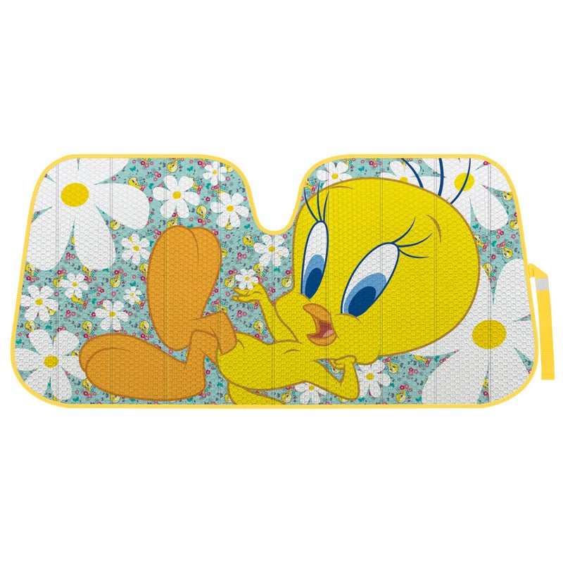BDK Warner Bros Looney Tunes Tweety Bird Windshield Sun Shade Accordion Folding UV Block Double Bubble 58 x 27 in Car Accessories Car Window Shades to Keep Vehicle Cool