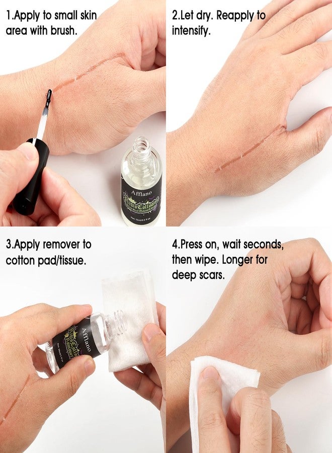 La Catrina Rigid Collodion and Remover Kit, Professional Collodion Scar Liquid & Remover Combo Kit, Quick Dry Realistic Scarring Liquid for Halloween Fake Scars FX Makeup, Cosplay, Zombie, Joker, Film, Theater - Image 4