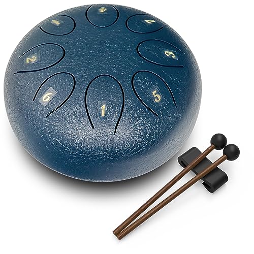 REGIS Steel Tongue Drum 6 inch 8 Notes Musical Percussion Instrument, rain Drum for Outside - Musician Gift for Family and Friends(Navy) - Image 1