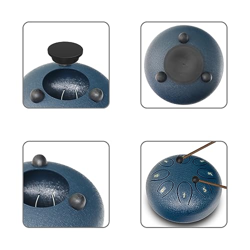 REGIS Steel Tongue Drum 6 inch 8 Notes Musical Percussion Instrument, rain Drum for Outside - Musician Gift for Family and Friends(Navy) - Image 5