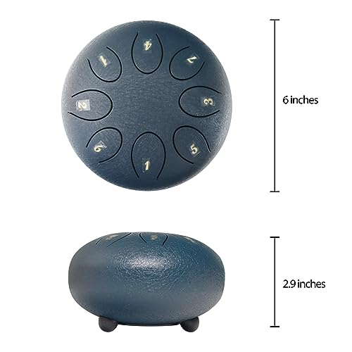REGIS Steel Tongue Drum 6 inch 8 Notes Musical Percussion Instrument, rain Drum for Outside - Musician Gift for Family and Friends(Navy) - Image 4