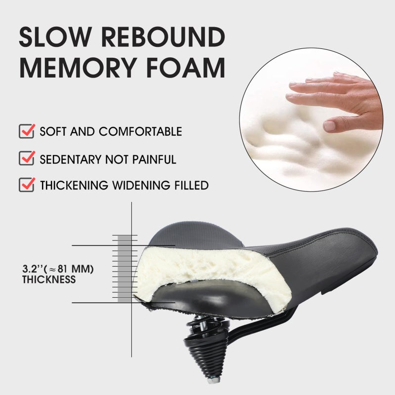 WEST BIKING Bicycle Saddle: Black Hollow Ergonomic Streamlined Design - Widen Cushion Double Shock Absorption Spring for Long Distance Cycling - Image 3