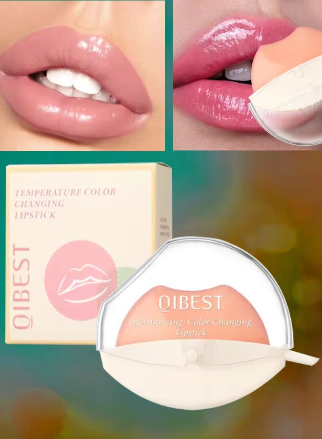 QiBest Color Changing Lip Shape Lipstick with Beeswax Moisturize Hydrating Glow Lipstick Shimmer Moisturizing Temperature Color Changing Lip Tint Long Lasting Easy to Color Lip Balm 02 - Image 1
