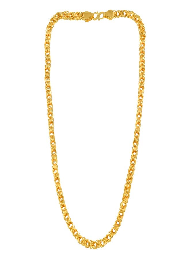 Superstore18 Brass 24KT Micron 1 Gram gold squarish design handmade chain necklace for Men engagement wedding jewellery (6mm/18 Inch) SST1240NKSV - Image 5