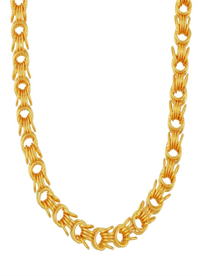 Superstore18 Brass 24KT Micron 1 Gram gold squarish design handmade chain necklace for Men engagement wedding jewellery (6mm/18 Inch) SST1240NKSV - Image 4