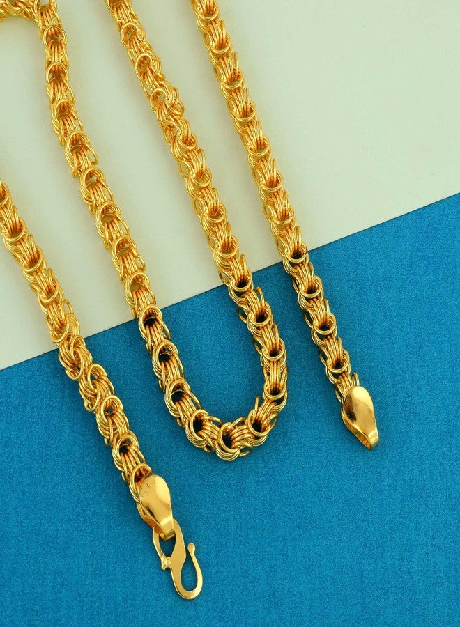 Superstore18 Brass 24KT Micron 1 Gram gold squarish design handmade chain necklace for Men engagement wedding jewellery (6mm/18 Inch) SST1240NKSV - Image 3