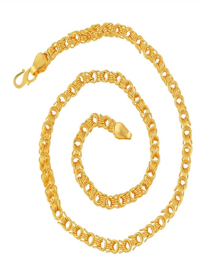 Superstore18 Brass 24KT Micron 1 Gram gold squarish design handmade chain necklace for Men engagement wedding jewellery (6mm/18 Inch) SST1240NKSV - Image 1