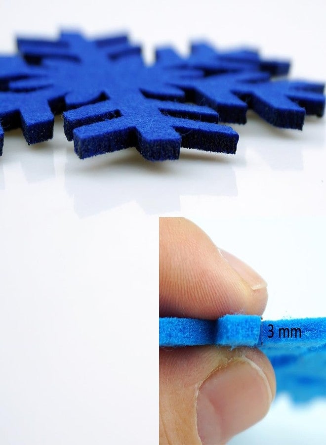 SaktopDeco 16 PCS Felt Snowflake Coasters White Blue Christmas Drink Coasters Set for Christmas Winter Holiday Party Decoration - Image 4