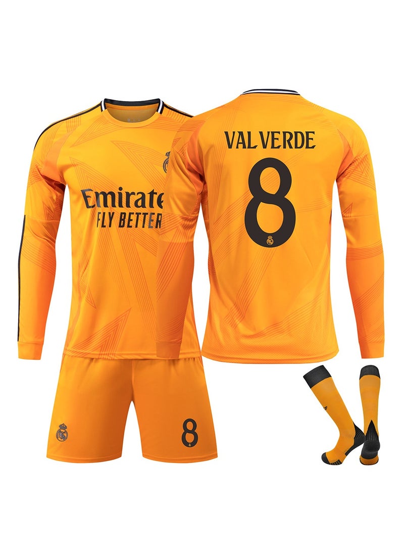 general 2024-2025 Real Madrid away Valverde # 8 Long Sleeve Football Training Uniform, Football Tracksuit Set, Football Jersey/Pants Socks Set Kids Size & Adult Size, Gifts for Fans and Friends  - Image 1