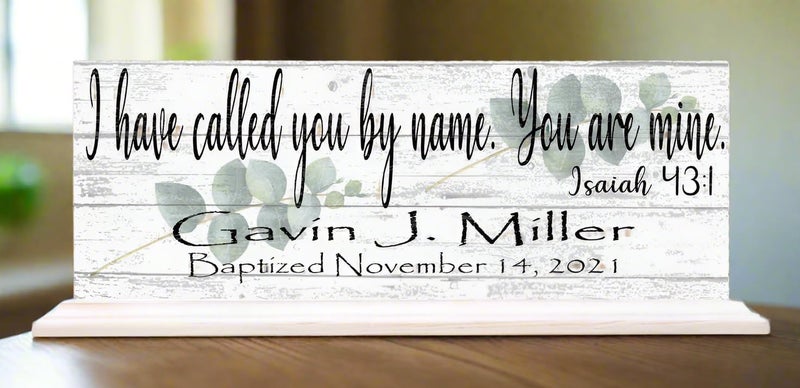 Broad Bay Baptsim Gift For Boys or Girls Personalized Christening Plaque Keepsake Present Bible Verse With Childs Name and Baptism Date Called By Name - Image 1