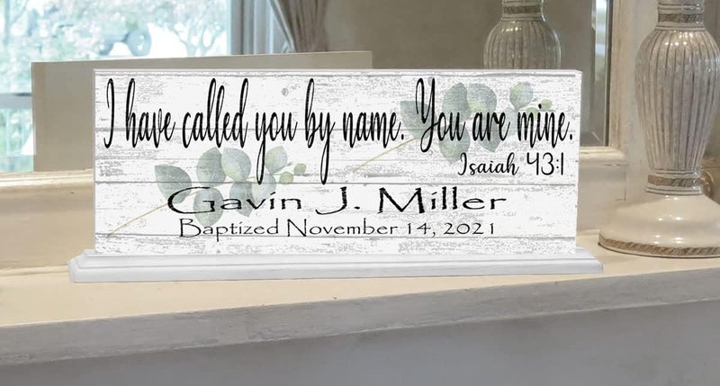 Broad Bay Baptsim Gift For Boys or Girls Personalized Christening Plaque Keepsake Present Bible Verse With Childs Name and Baptism Date Called By Name - Image 4