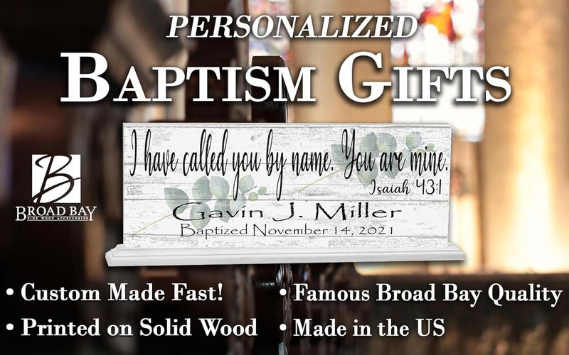 Broad Bay Baptsim Gift For Boys or Girls Personalized Christening Plaque Keepsake Present Bible Verse With Childs Name and Baptism Date Called By Name - Image 2