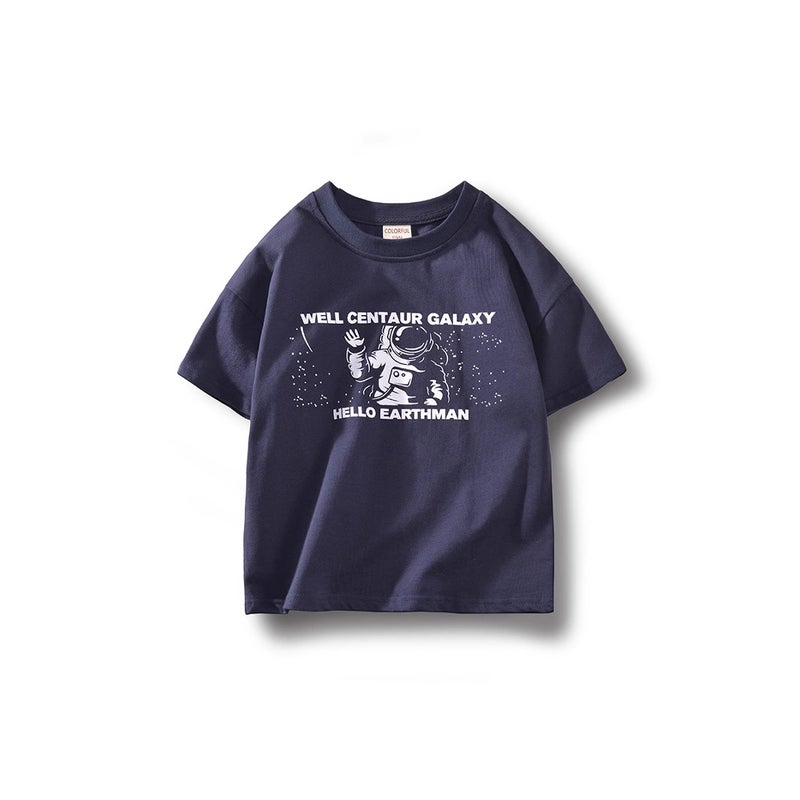 Children'S Wear 2022 Boys' Short-Sleeved T-Shirt Pure Cotton Neutral Loose Shoulder-Drop Children'S Middle And Big Children'S Pure Cotton T-Shirt - Image 2