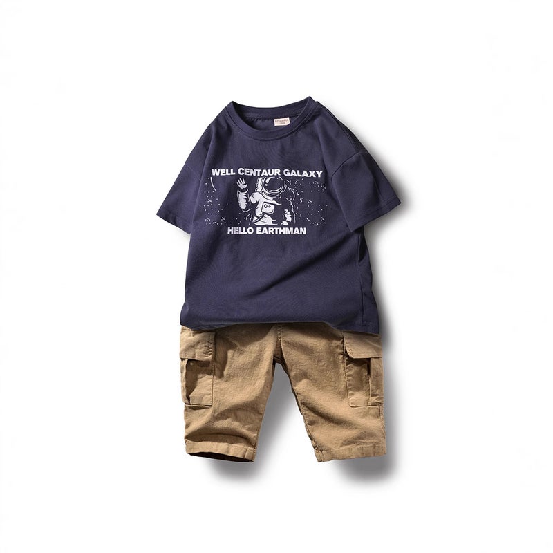 Children'S Wear 2022 Boys' Short-Sleeved T-Shirt Pure Cotton Neutral Loose Shoulder-Drop Children'S Middle And Big Children'S Pure Cotton T-Shirt - Image 4