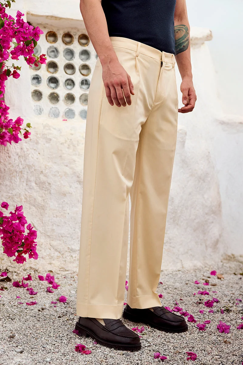 Snitch Cream Mediterranean Mosaic Luxe Pleated Trousers for Men | Best Price UAE