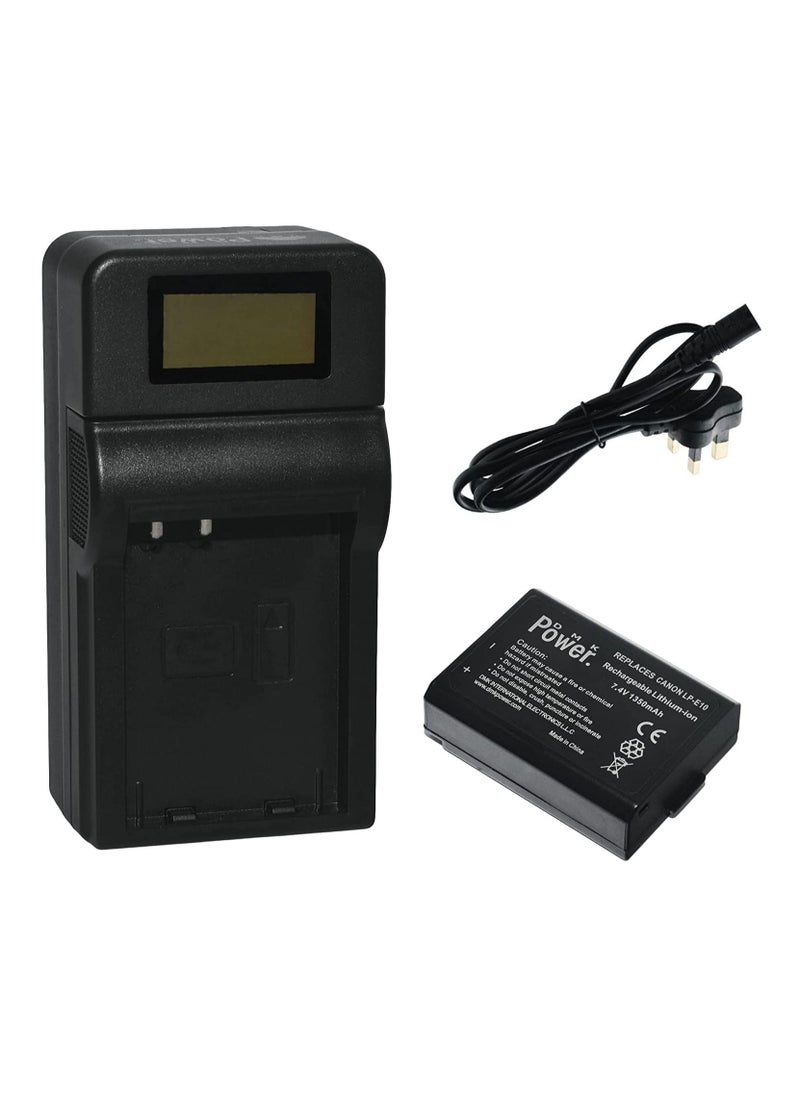 DMK Power - DMK Power LP-E10 1350mAh Battery with TC1000 Battery Charger Compatible With Canon EOS Rebel T3, T5, T6, T7, K X70, T100, EOS 1100D, EOS 1200D, EOS 1300D etc, - Image 1