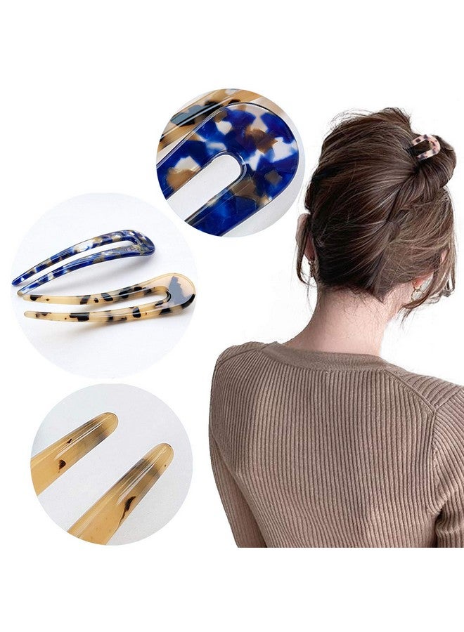 HYFEEL French Hair Forks Tortoise Shell U Shape Updo Hair Pins Clips For Thin Thick Hair 4.3 Inch Classic Cellulose Acetate 2 Prong Bun Hair Sticks Chignon Women Vintage Hairstyle Accessories 3 Pack - Image 5