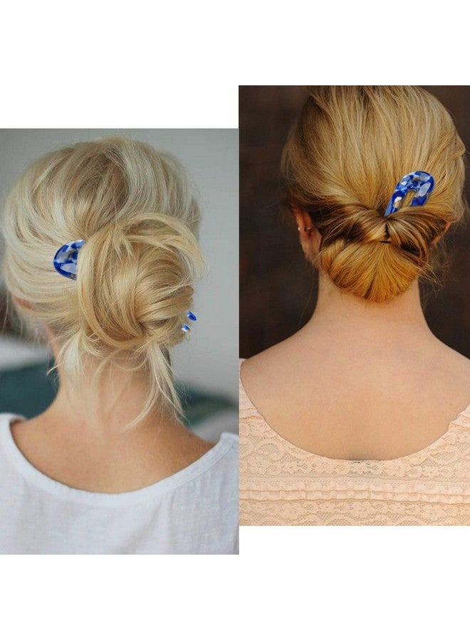 HYFEEL French Hair Forks Tortoise Shell U Shape Updo Hair Pins Clips For Thin Thick Hair 4.3 Inch Classic Cellulose Acetate 2 Prong Bun Hair Sticks Chignon Women Vintage Hairstyle Accessories 3 Pack - Image 2