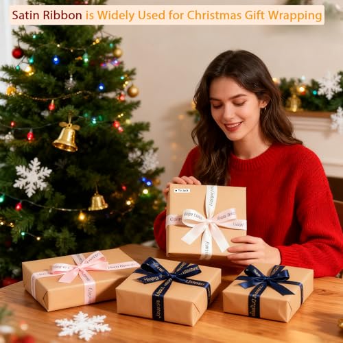 Phomemo P12 Satin Ribbon Label Tape Ribbon for Gift Wrapping, Craft Wedding, 12mm x 2m Compatible with Dymo Label Maker Refills LT-100H LT-100T 200B, Phomemo P12 P12-Pro, LT12, F12,3 Pack, Blue Ribbon - Image 2