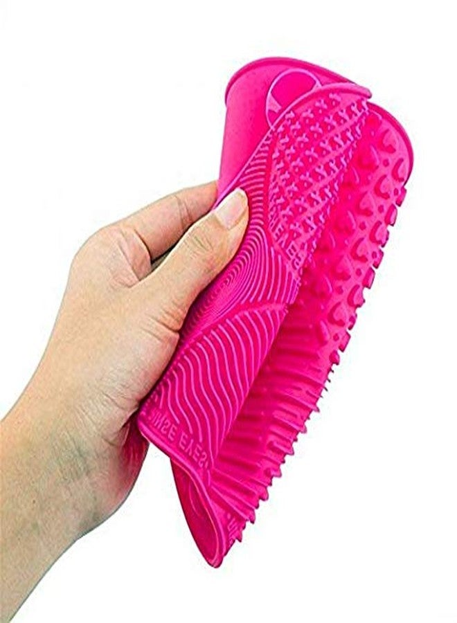 Fariox Silicone Makeup Brush Cleaning Mat Pad Makeup Brush Cleaner Glove Cosmetic Brush Cleaning Mat Portable Washing Tool Rose - Image 4