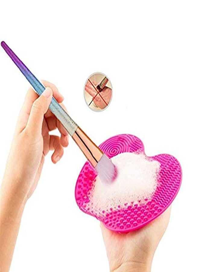 Fariox Silicone Makeup Brush Cleaning Mat Pad Makeup Brush Cleaner Glove Cosmetic Brush Cleaning Mat Portable Washing Tool Rose - Image 3
