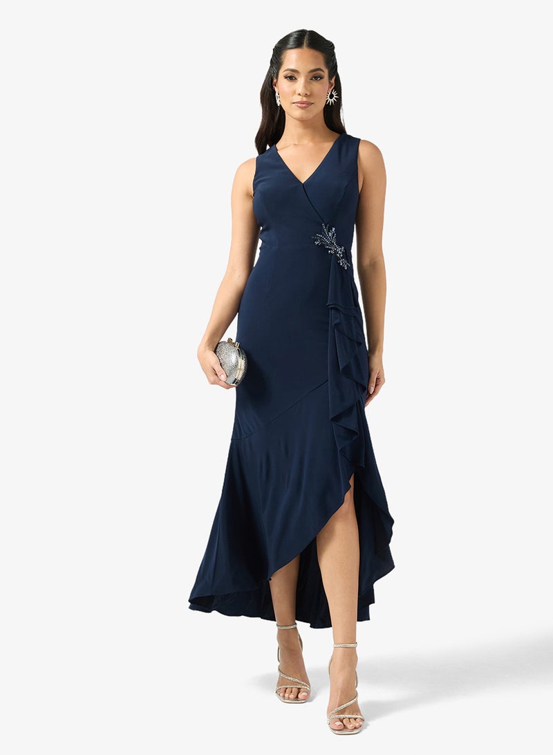 Adrianna Papell Asymmetric V-Neck Dress - Image 4