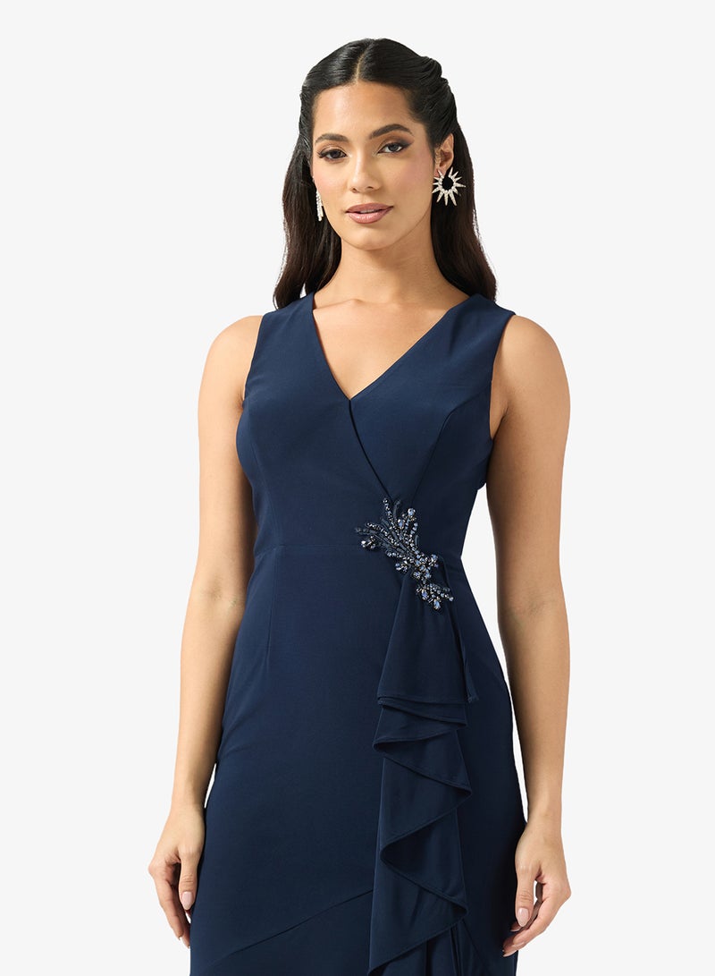 Adrianna Papell Asymmetric V-Neck Dress - Image 3