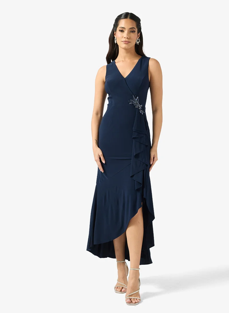 Asymmetric V-Neck Dress
