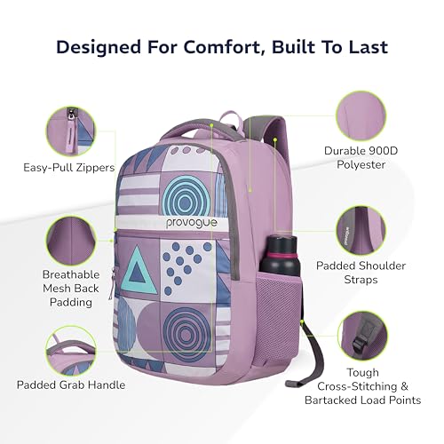Provogue Blaze laptop backpack with built-in rain cover, college bag, office backpack,laptop bag for men and women with bottle holder and side pocket, padded laptop sleeve, Misty Peach, 35 Ltr - Image 4