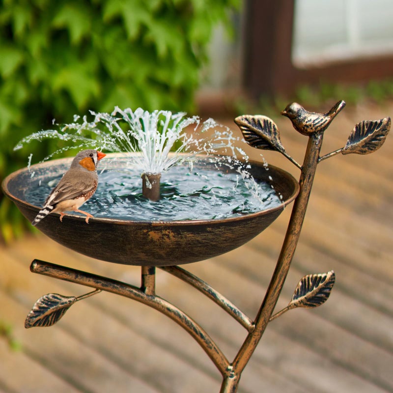 HOUYANG Diam 11.4" W x 31" H Cast Iron Pedestal Bird Bath, Bird Baths for Outdoors,Vintage Metal Bird Bath Garden Yard Decoration - Image 2