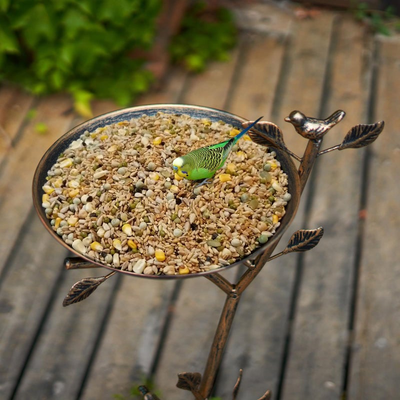HOUYANG Diam 11.4" W x 31" H Cast Iron Pedestal Bird Bath, Bird Baths for Outdoors,Vintage Metal Bird Bath Garden Yard Decoration - Image 3