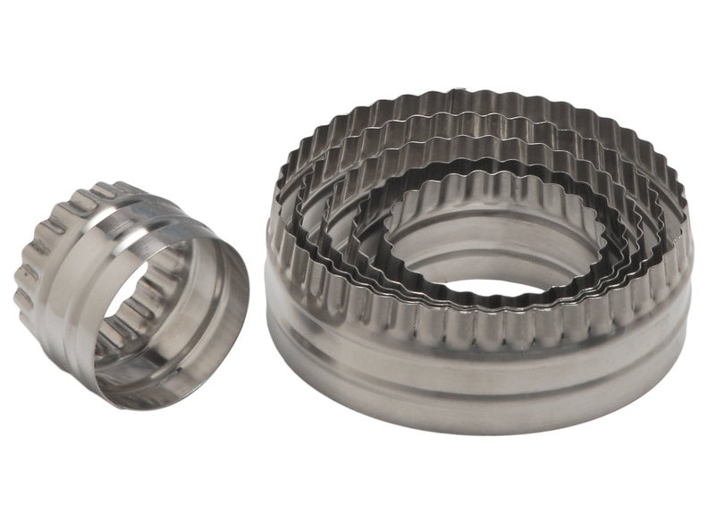 مجموعة قواطع دائرية كبيرة مزدوجة الجوانب من أتيكو بأحجام متدرجة، حواف مضلعة وسلسة، ستانلس ستيل، 6 قطع