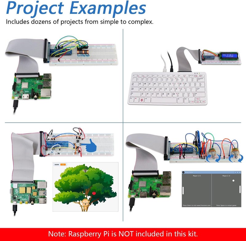 FREENOVE Ultimate Starter Kit for Raspberry Pi 5 4 B 3 B+ 400 Zero 2 W, 962-Page Detailed Tutorial, Python C Java Scratch Processing Code, 223 Items, 128 Projects (Raspberry Pi NOT Included) - Image 5