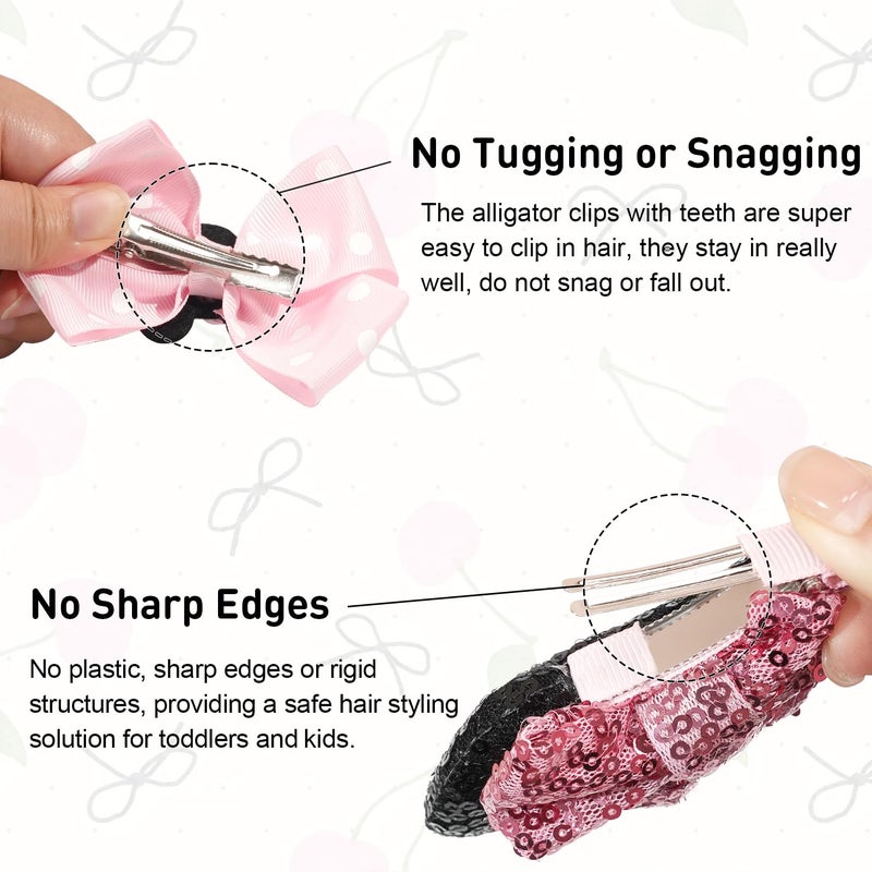 BBgifts 2 Pairs Pink Mouse Ears Hair Clips & Mouse Hair Bows Barrettes for baby Girls Accessories Birthday Party Decorations Gift - Image 4