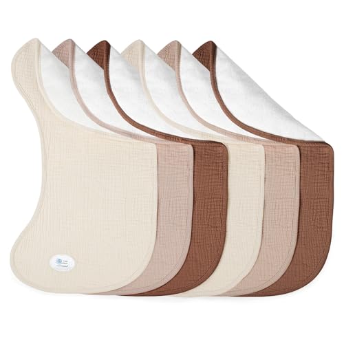 Lulu moon lulumoon Muslin Burp Cloths for Babies: 100% Soft Cotton Large Burping Cloths - Neutral Baby Burp Rags for Boy and Girl - Absorbent Burp Cloth for Spit-Ups 6 Pack - Image 1