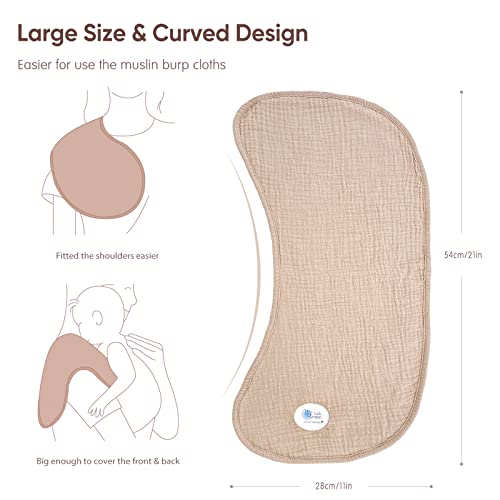 Lulu moon lulumoon Muslin Burp Cloths for Babies: 100% Soft Cotton Large Burping Cloths - Neutral Baby Burp Rags for Boy and Girl - Absorbent Burp Cloth for Spit-Ups 6 Pack - Image 2