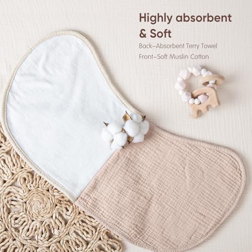 Lulu moon lulumoon Muslin Burp Cloths for Babies: 100% Soft Cotton Large Burping Cloths - Neutral Baby Burp Rags for Boy and Girl - Absorbent Burp Cloth for Spit-Ups 6 Pack - Image 4