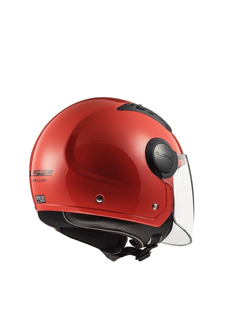 LS2 HELMETS - LS2 HELMET OF562 Airflow HALF Face Racing Helmet - Color: Gloss Red - Image 1