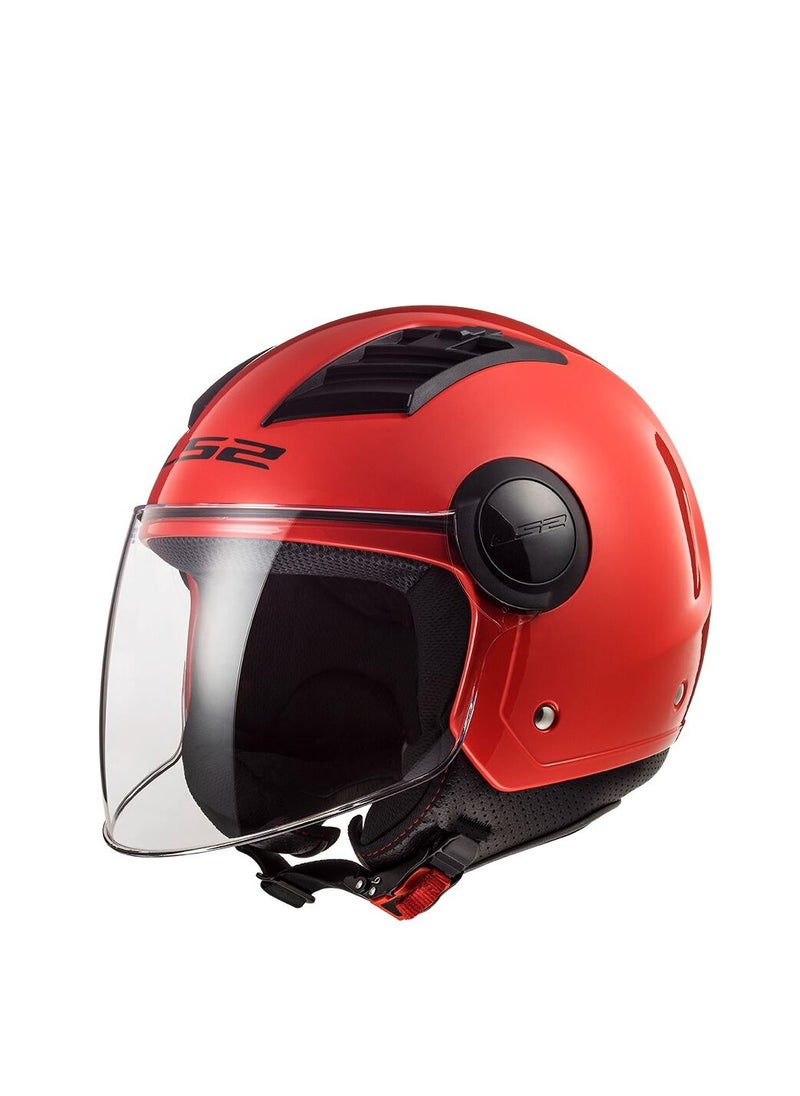 LS2 HELMETS - LS2 HELMET OF562 Airflow HALF Face Racing Helmet - Color: Gloss Red - Image 1