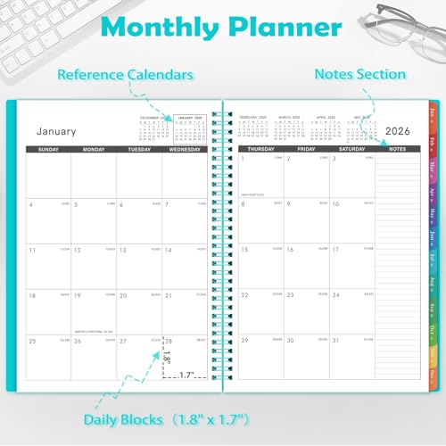 Tersus 2026 Monthly Planner - January 2026 - December 2026, 12 Months Planner Calendar 2026, 9" x 11", Colorful Monthly Tabs, Suitable for School & Work - Image 3