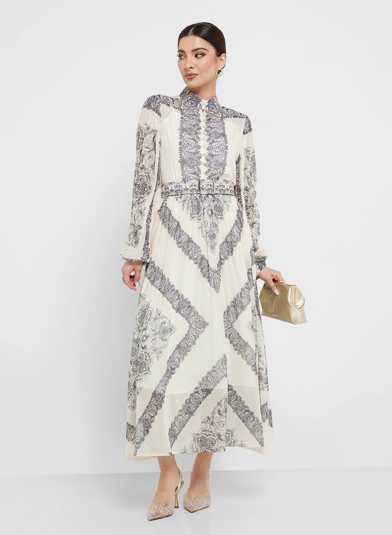 Khizana Abstract Print Top & Skirt Set - Image 1