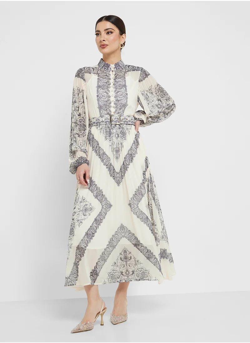 Khizana Abstract Print Top & Skirt Set