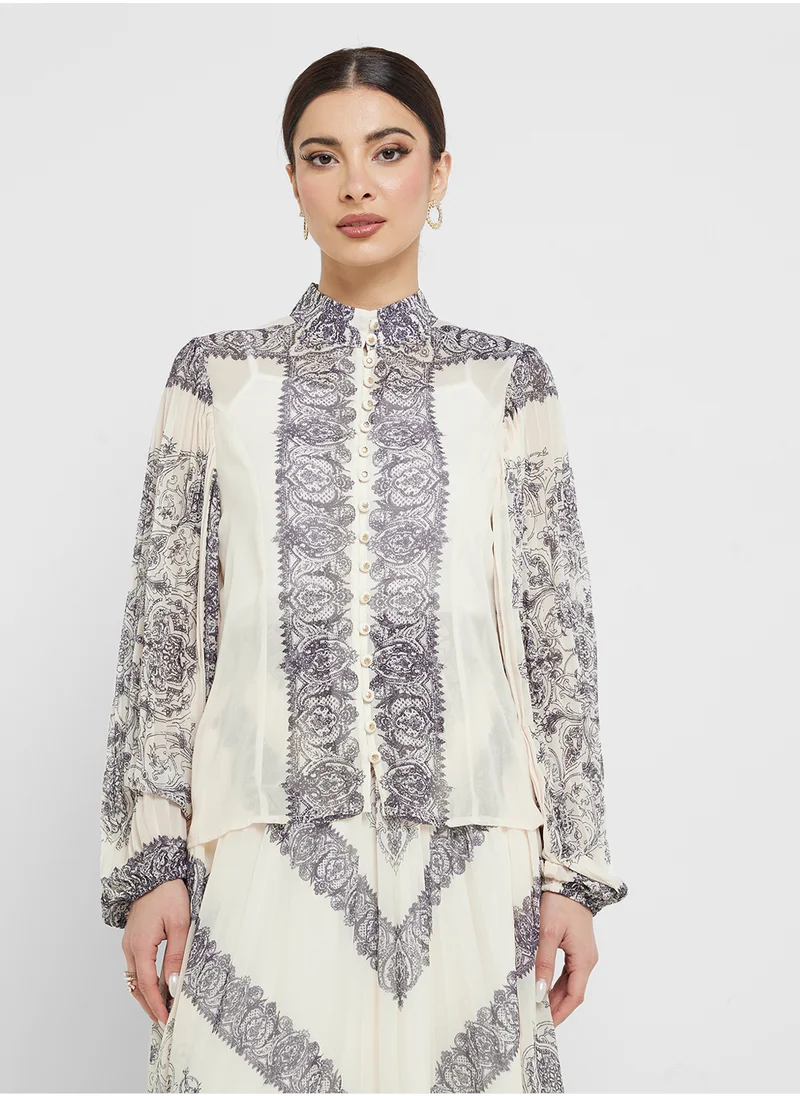 Khizana Abstract Print Top & Skirt Set